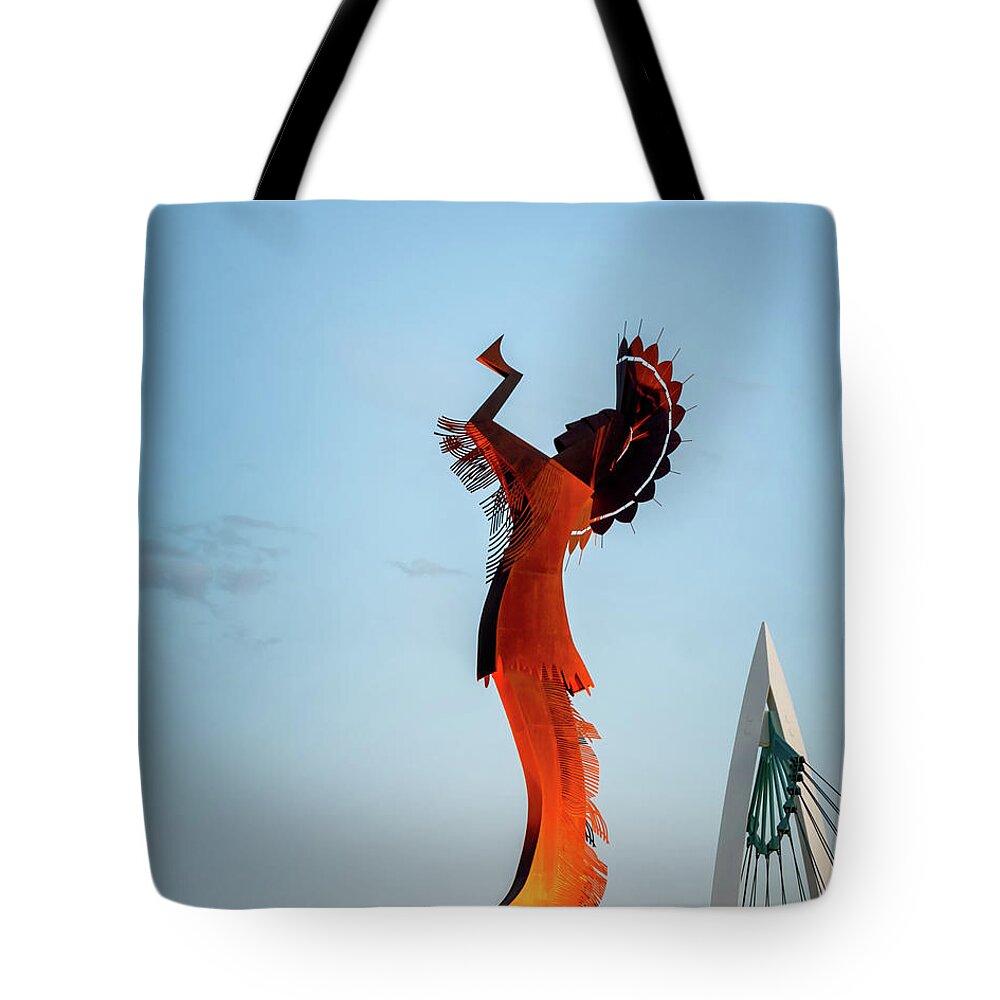 Wichita Tote Bag featuring the photograph Keeper of the Plains by James Barber