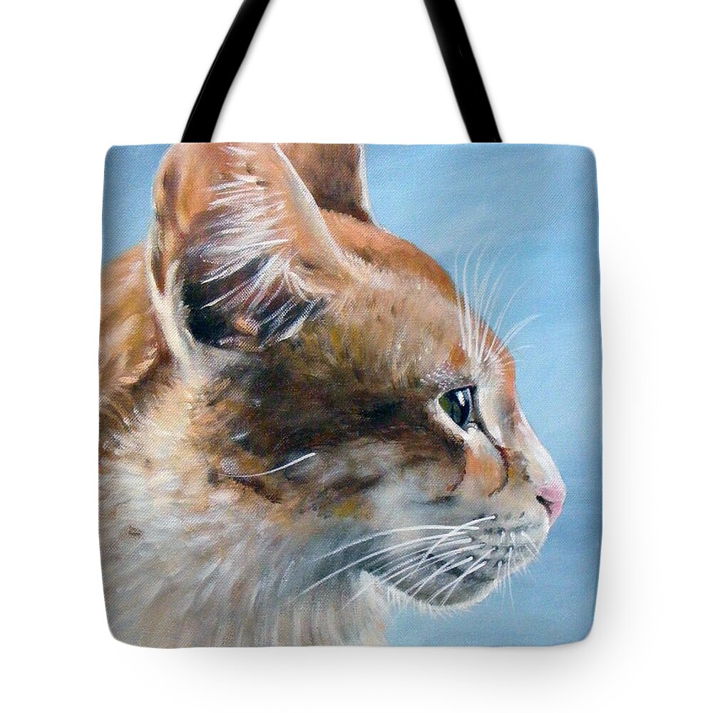 Acrylics Tote Bag featuring the painting Keeping an Eye on You by Arie Van der Wijst