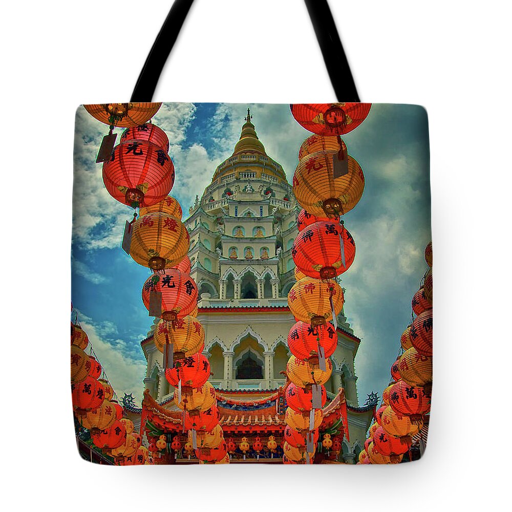 Malaysia Tote Bag featuring the photograph Kek Lok Si Buddhist Temple in Penang, Malaysia by Sam Antonio