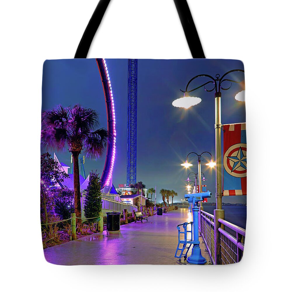 Kemah Boardwalk Tote Bag featuring the photograph Kemah Boardwalk - Amusement Park - Texas by Jason Politte