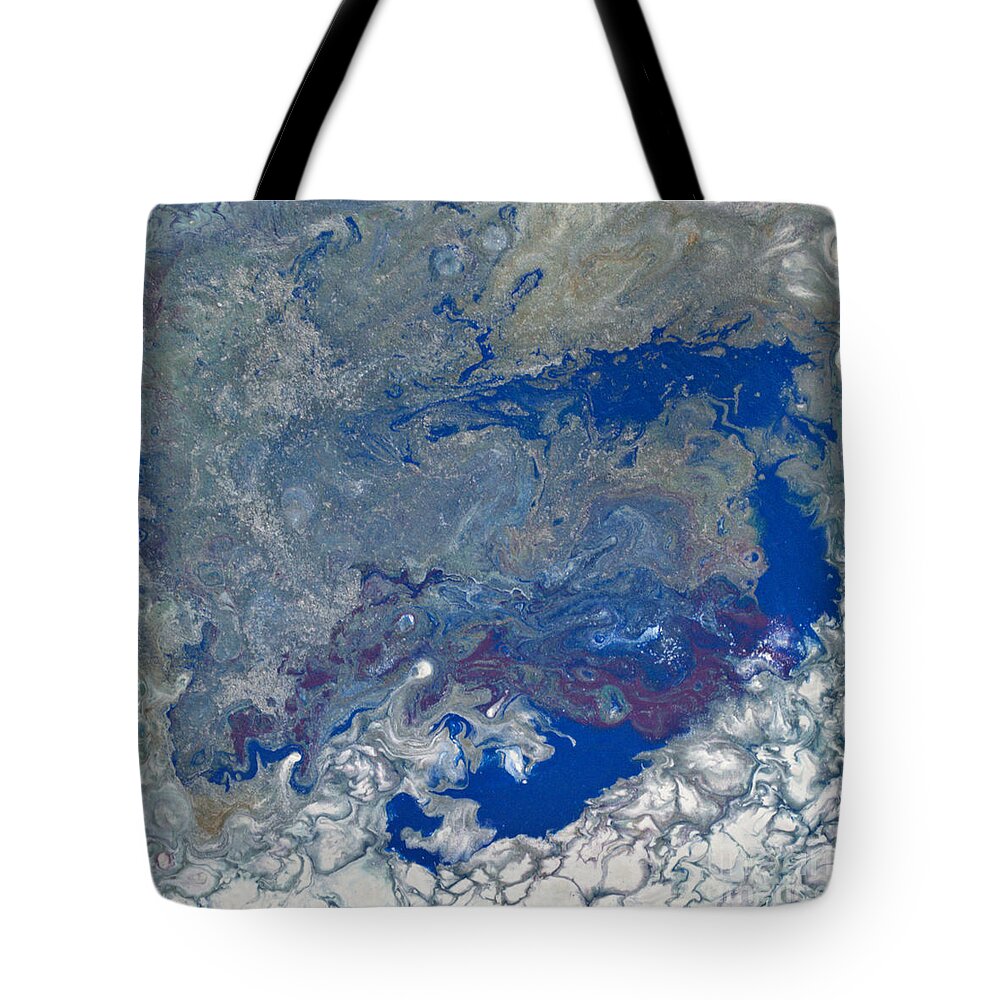 Blue Tote Bag featuring the painting Kepler 186F Interpretation by Shelly Tschupp