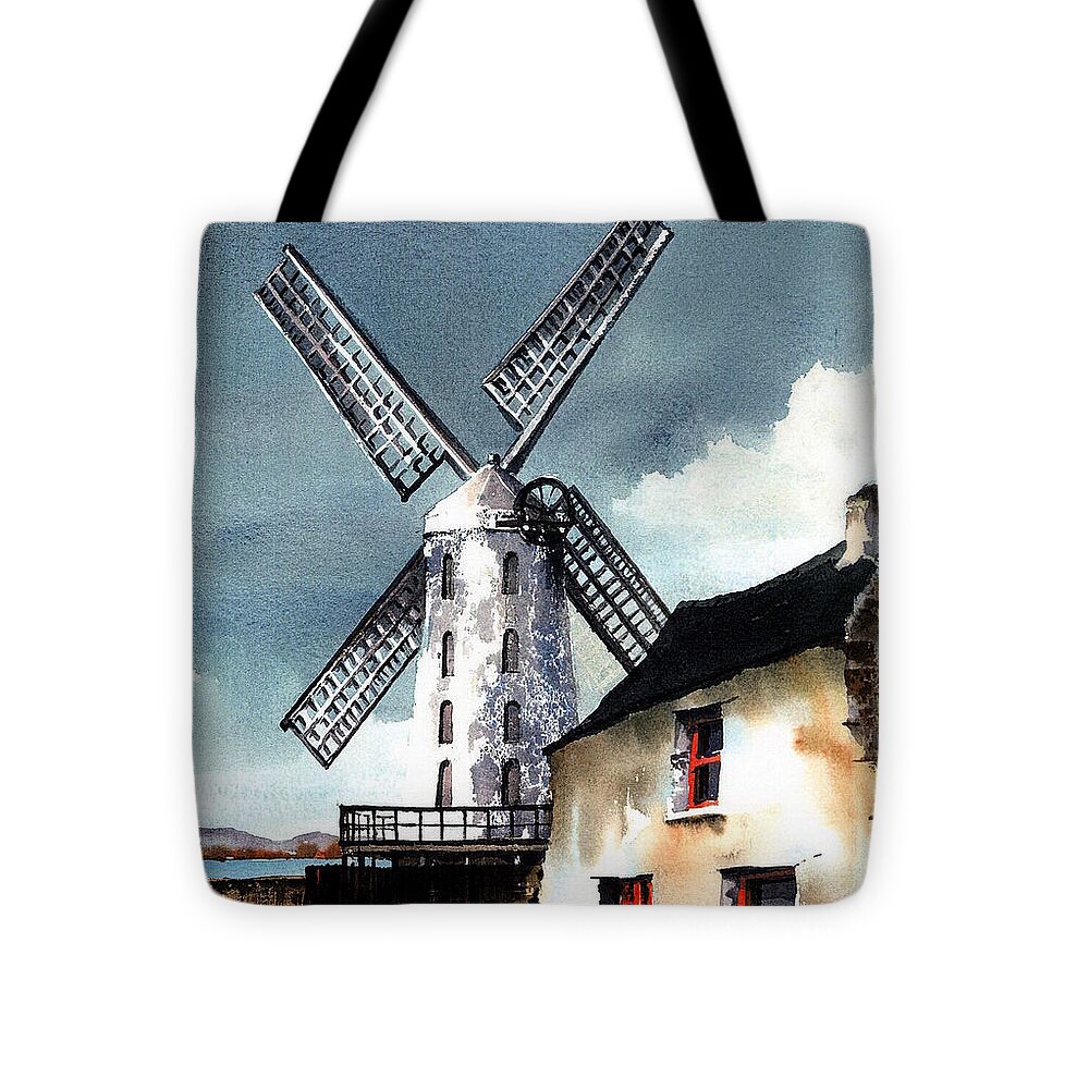 Val Byrne Tote Bag featuring the painting Kerry Windmill at Blennerville by Val Byrne