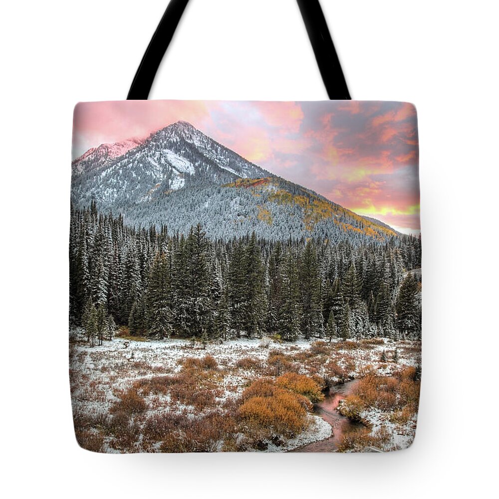 Utah Tote Bag featuring the photograph Kessler Peak Fall Sunset by Brett Pelletier