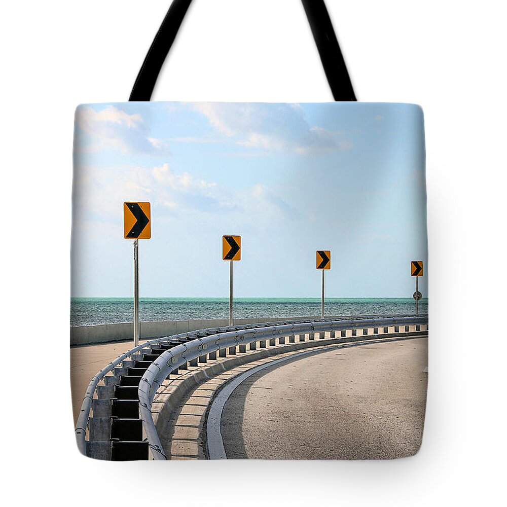 Ocean Tote Bag featuring the photograph Key West Bend in the Road by Bob Slitzan