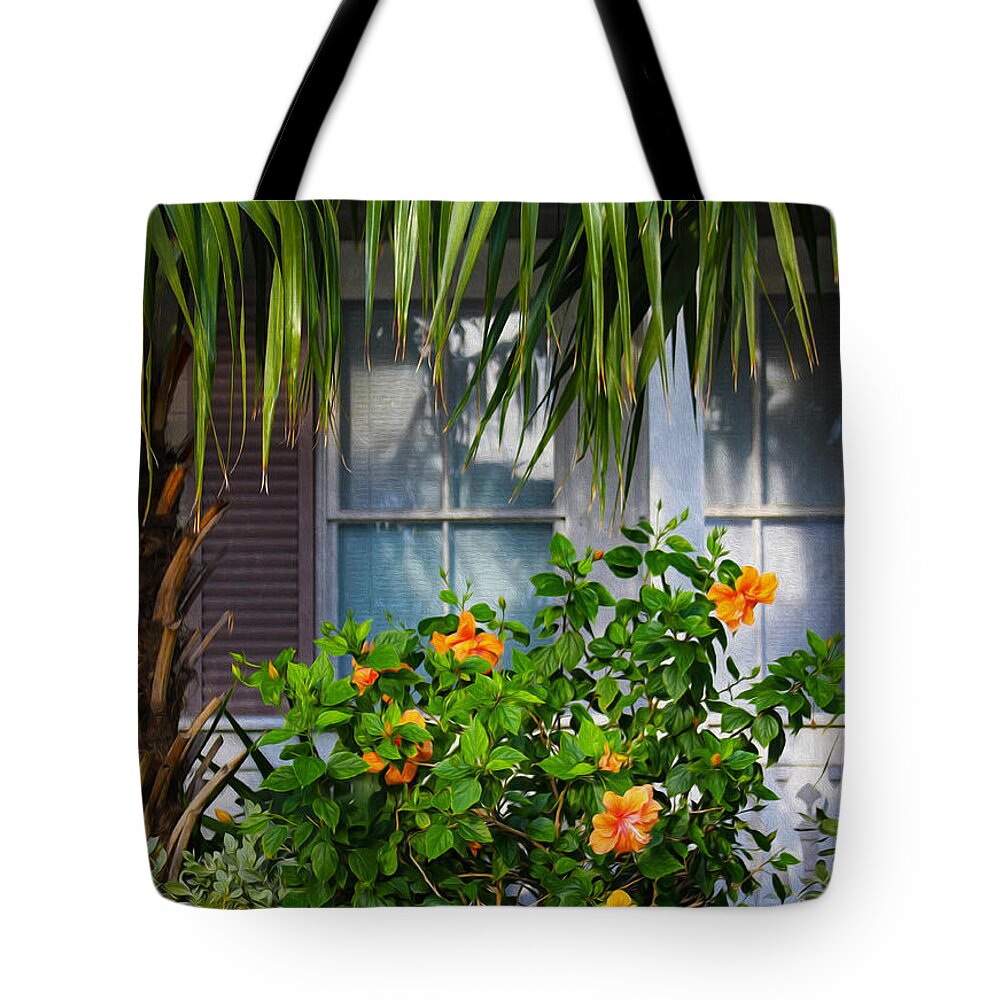 Bonnie Follett Tote Bag featuring the photograph Key West Garden by Bonnie Follett