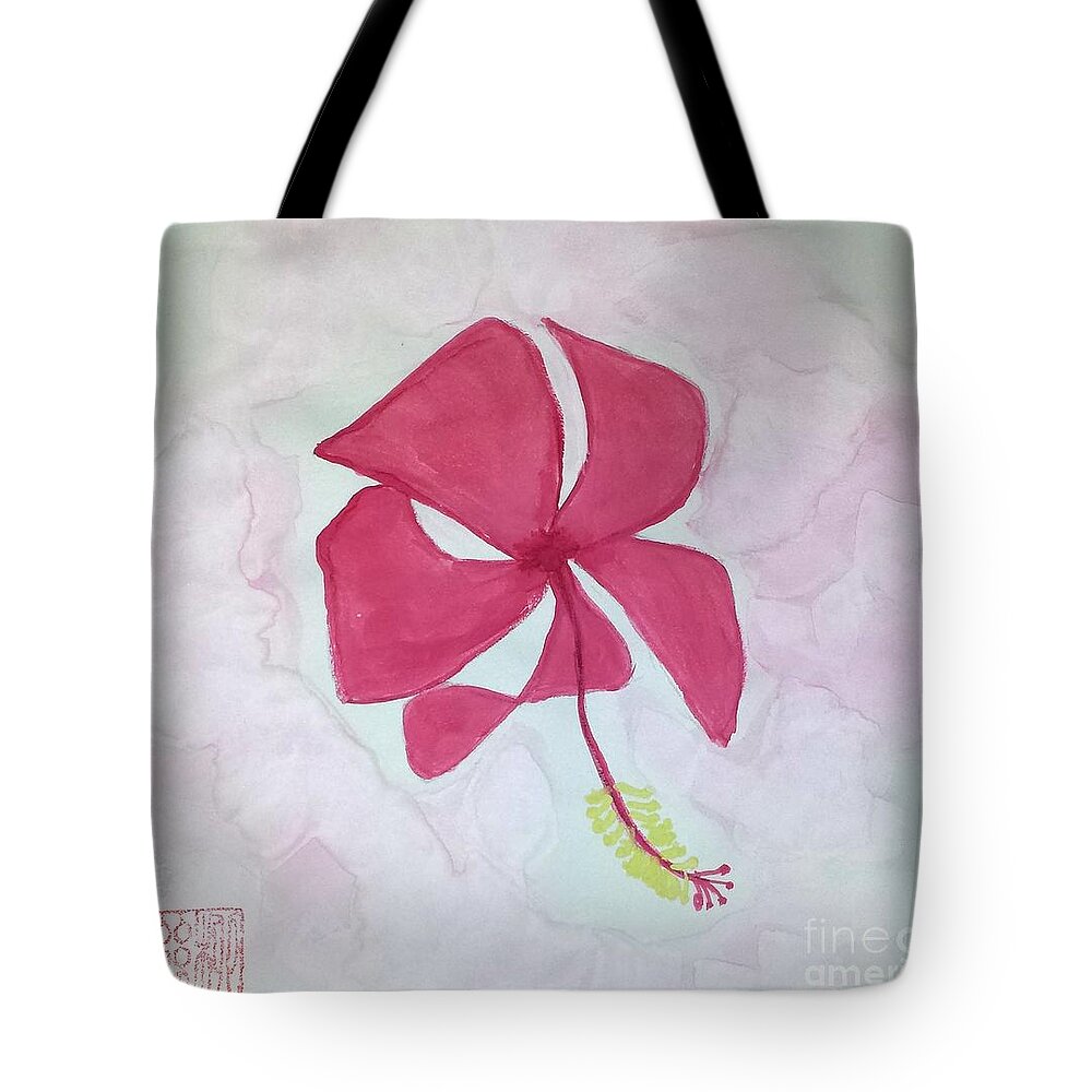 Pink Hibiscus Tote Bag featuring the painting Key West Hibiscus by Margaret Welsh Willowsilk