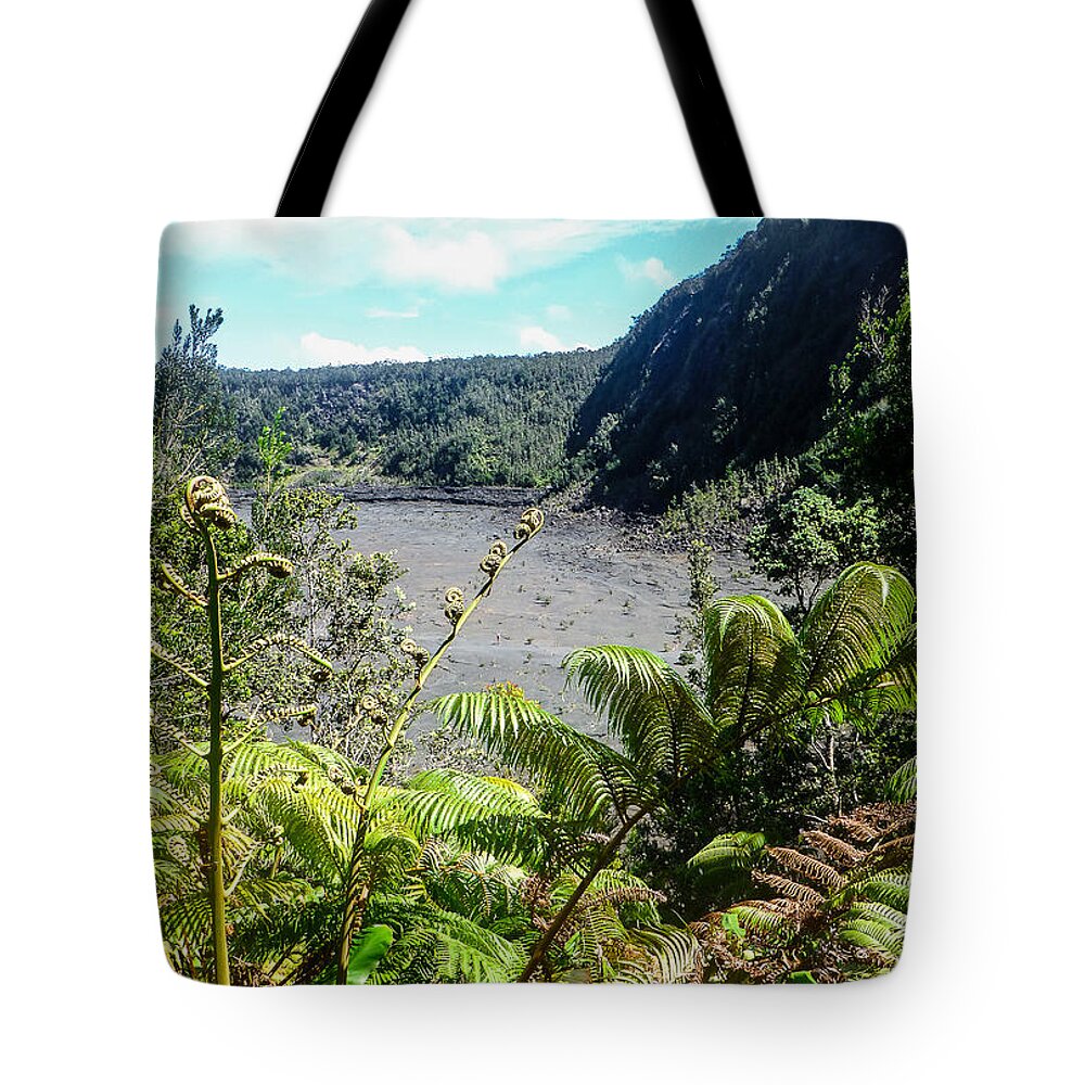 Hawaii Tote Bag featuring the photograph Kilauea Iki View by Pamela Newcomb