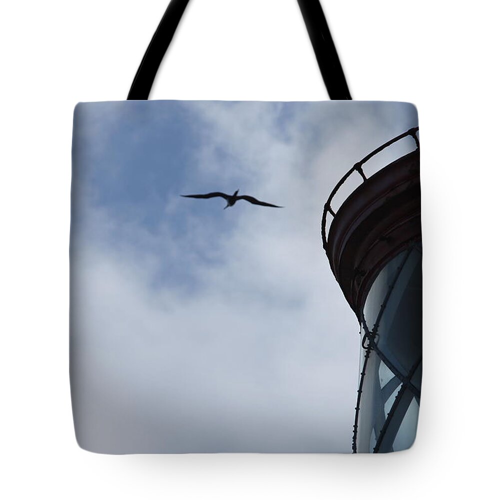 Kilauea Tote Bag featuring the photograph Kilauea Lighthouse and Bird by Nadine Rippelmeyer