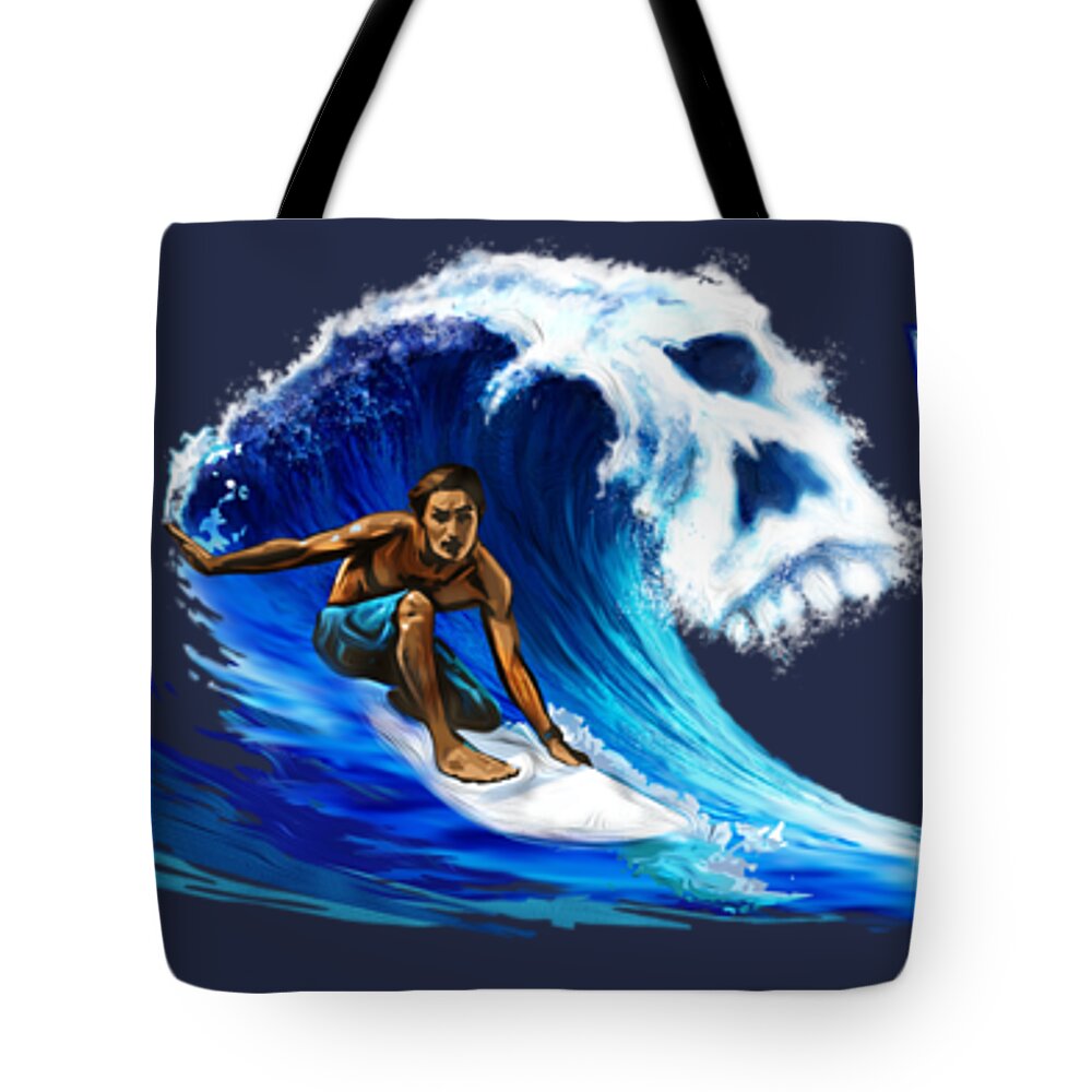 Wave Tote Bag featuring the digital art Killer Waves dude by Robert Corsetti