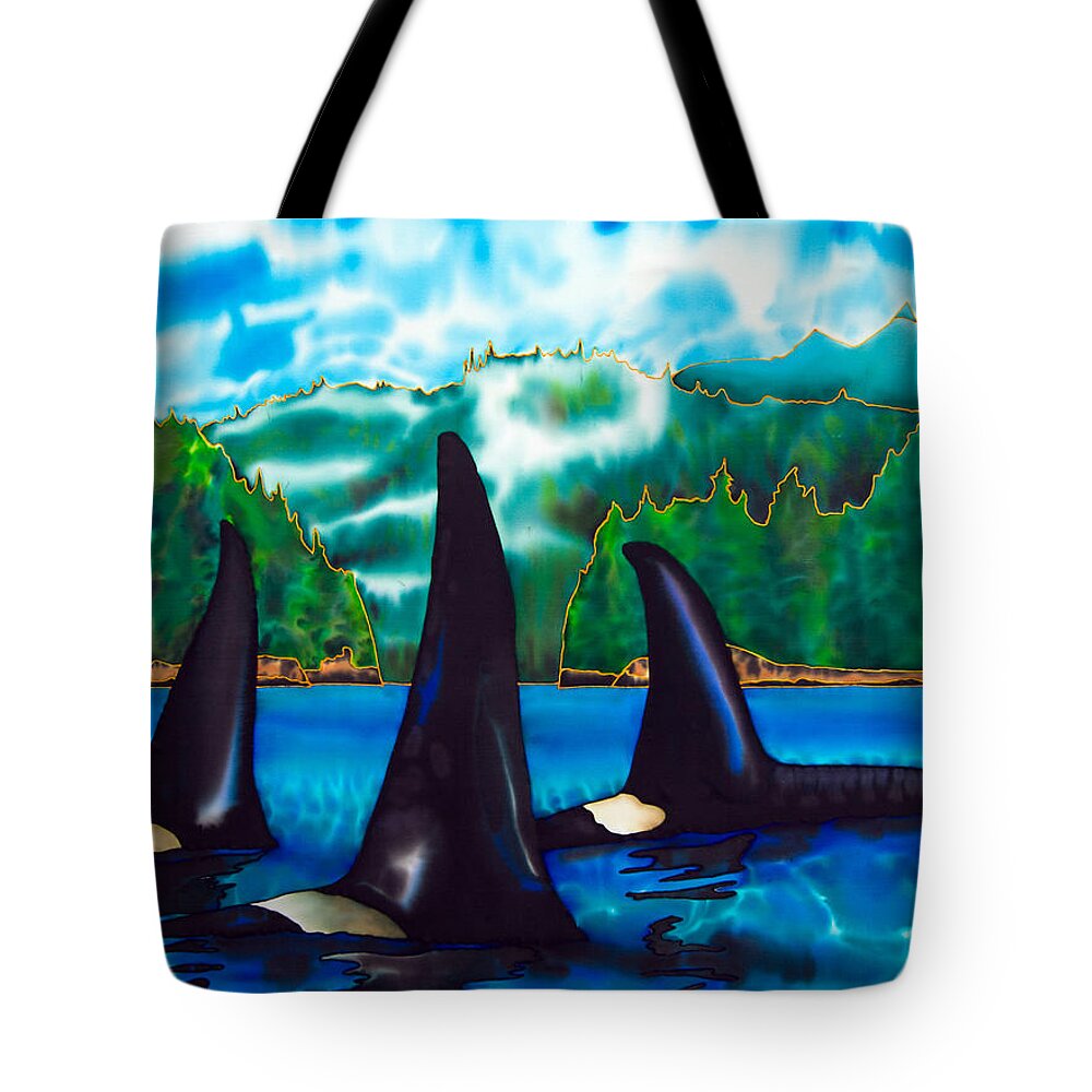  Orca Tote Bag featuring the painting Killer Whales by Daniel Jean-Baptiste