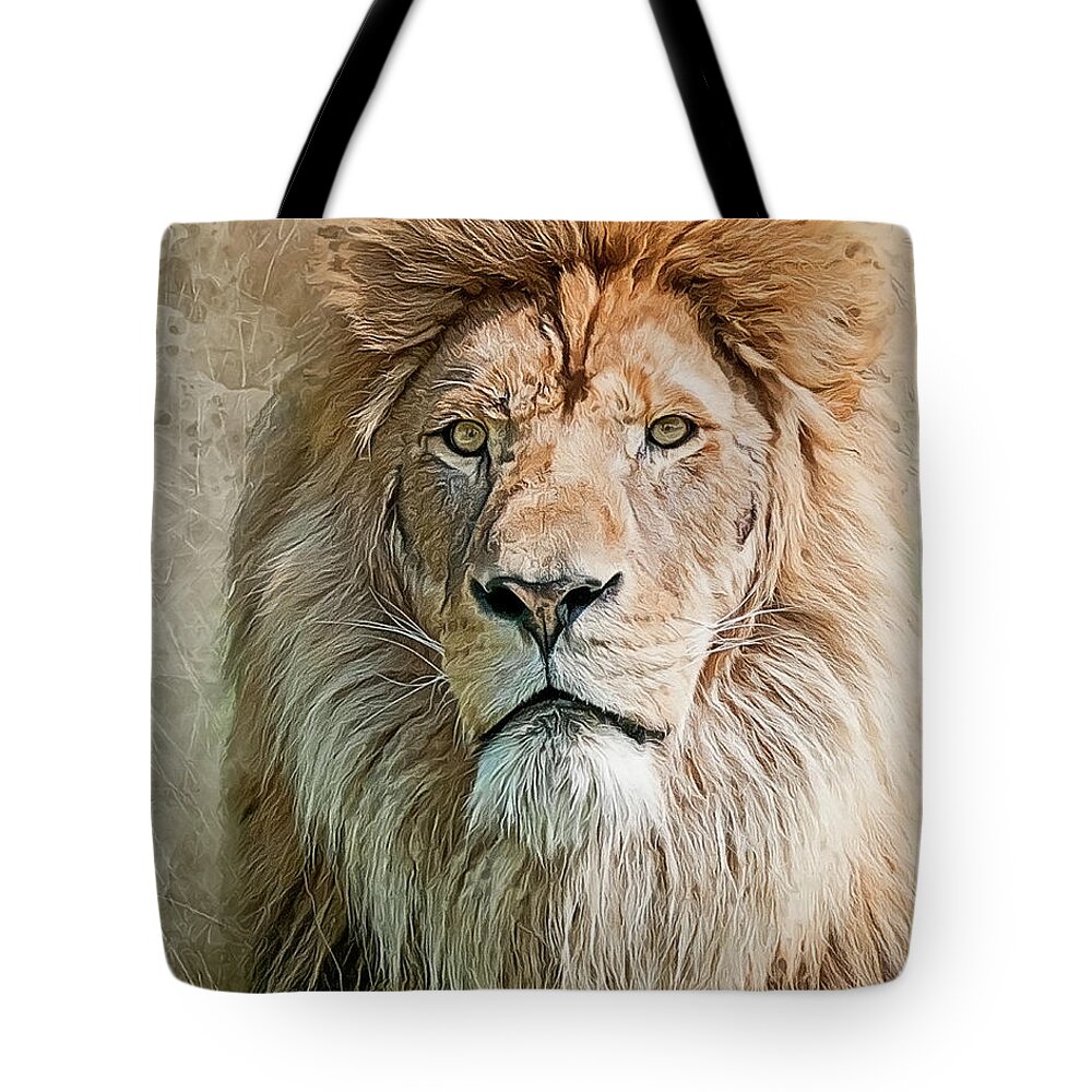 Lion Tote Bag featuring the photograph King of The Pride by Brian Tarr