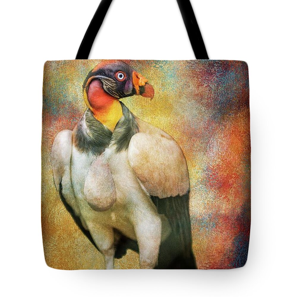 King Vulture Tote Bag featuring the mixed media King Vulture by Eva Lechner