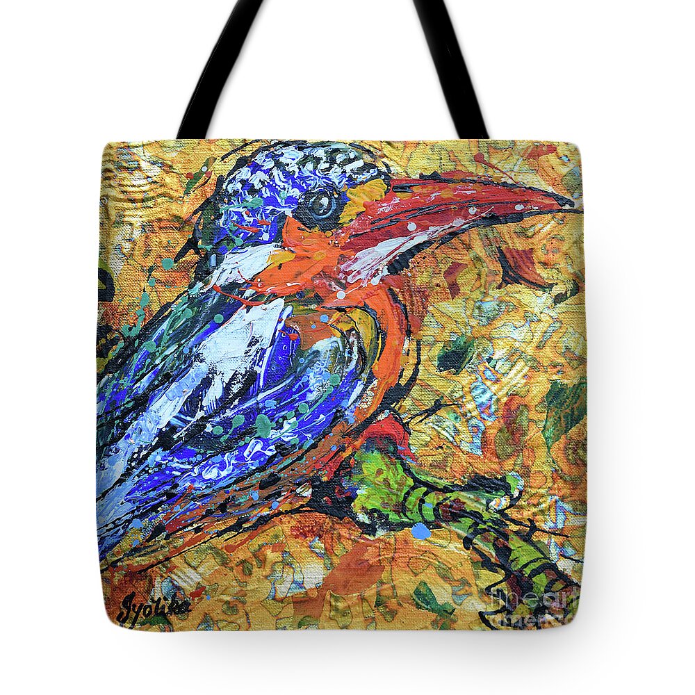  Tote Bag featuring the painting Kingfisher_1 by Jyotika Shroff
