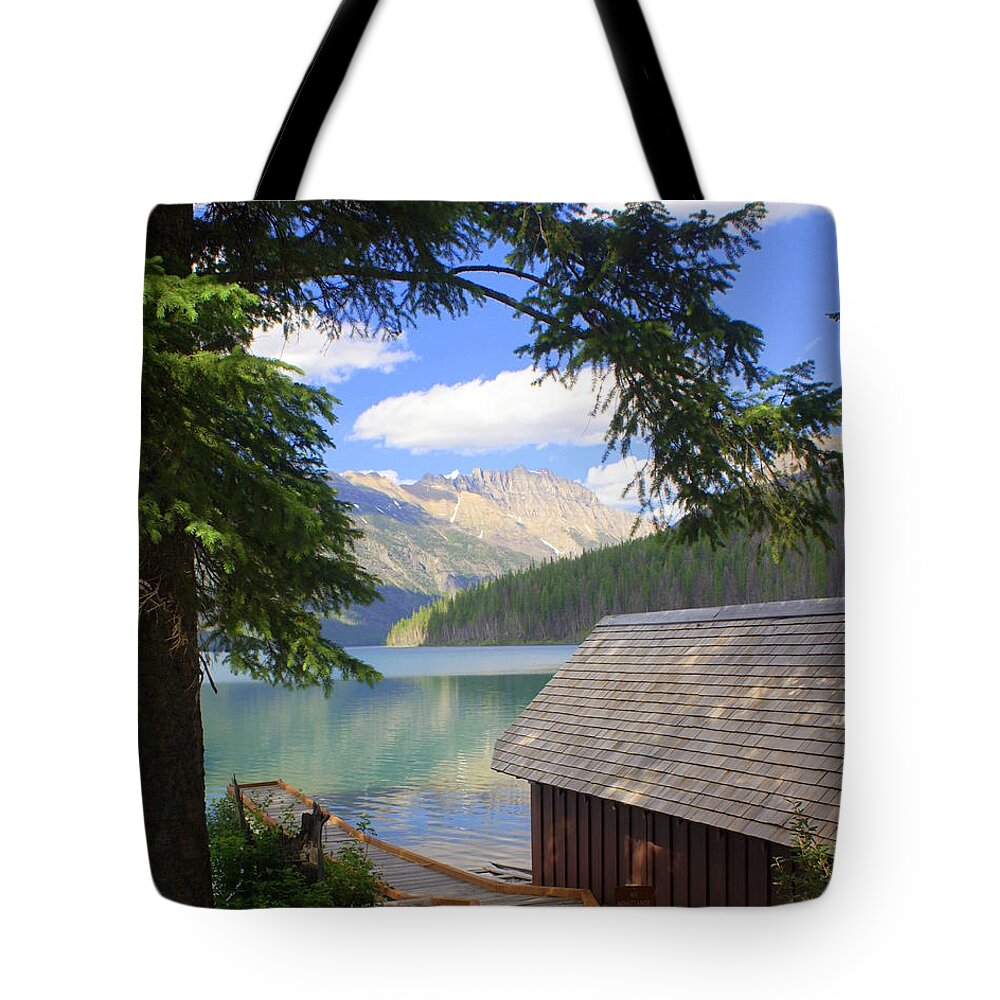 Glacier National Park Tote Bag featuring the photograph Kintla Lake Ranger Station Glacier National Park by Marty Koch