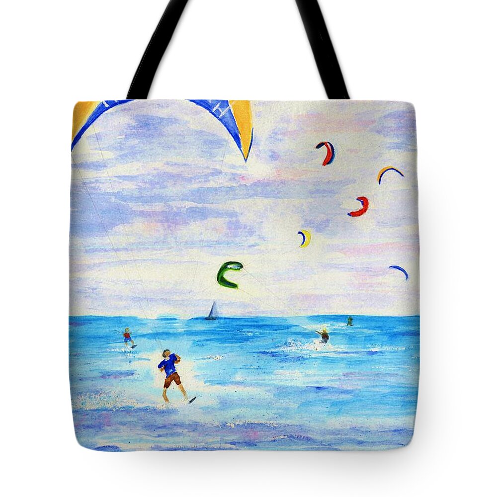 Kite Tote Bag featuring the painting Kite Surfer by Jamie Frier