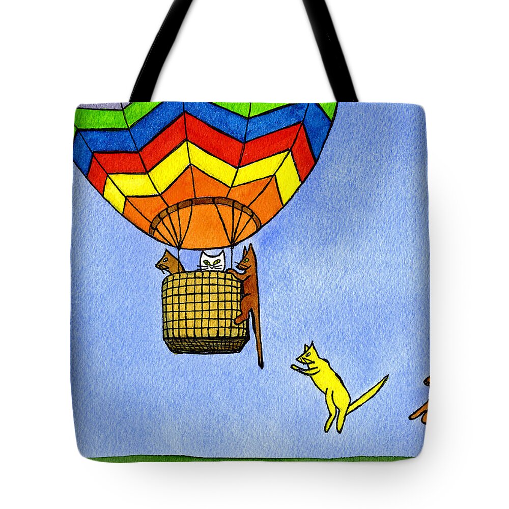 Kitty Tote Bag featuring the painting Kitty Balloon Ride by Norma Appleton
