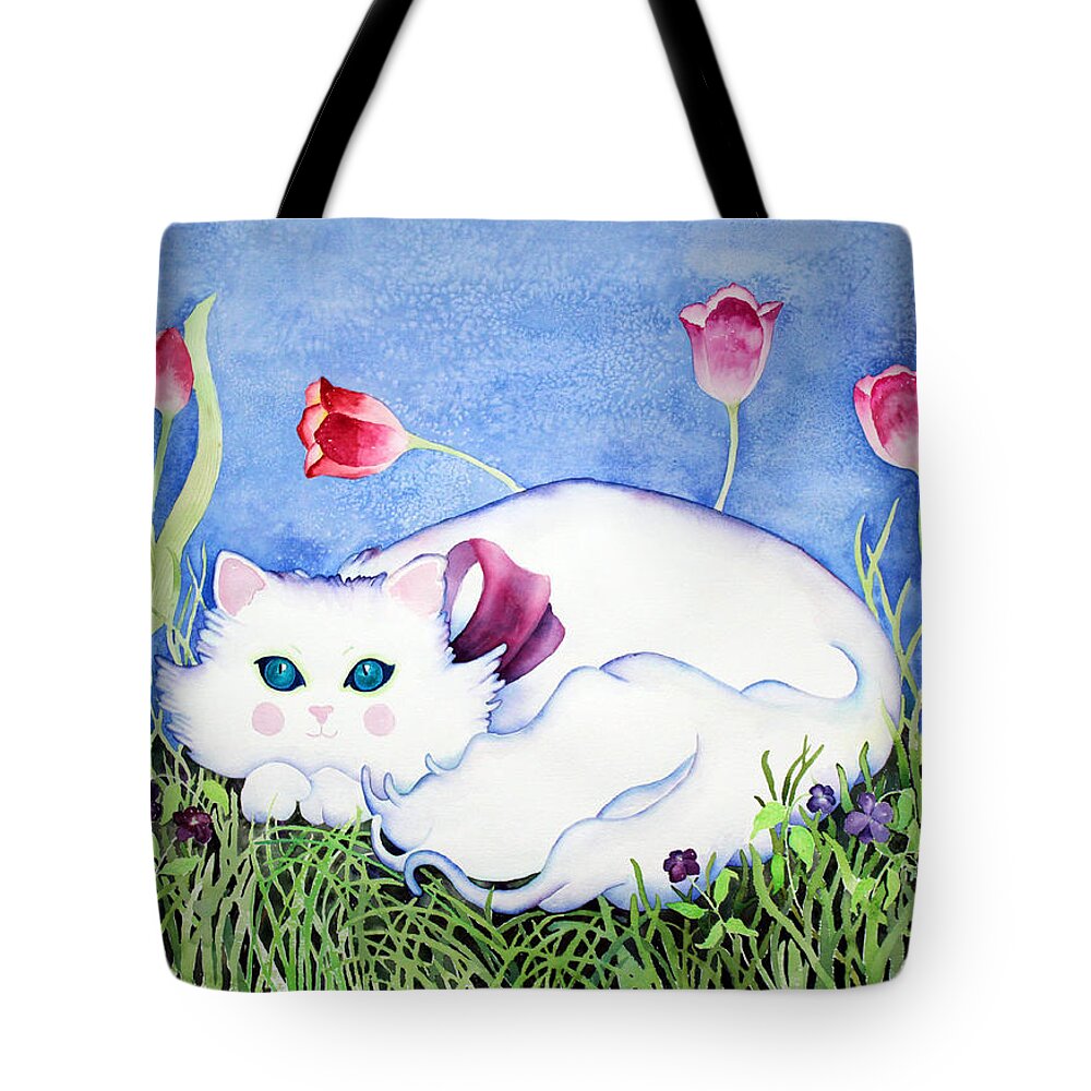 Cat Tote Bag featuring the painting Kitty Cat by Lisa Vincent