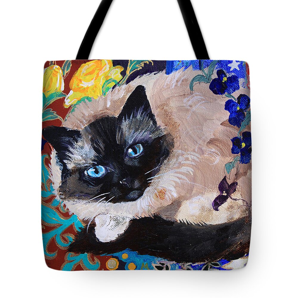 Cat Tote Bag featuring the painting Kitty Goes to Paris by Robin Pedrero