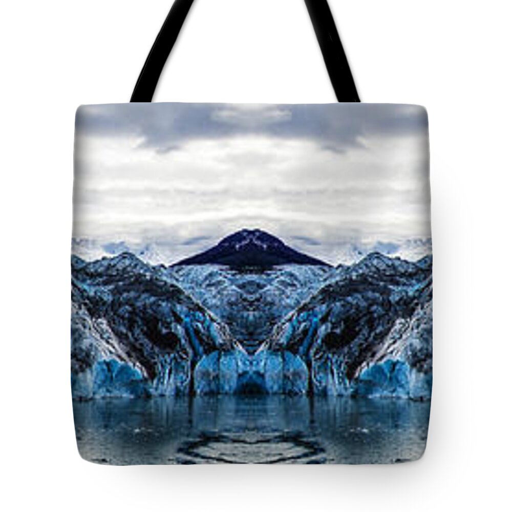 Mountains Tote Bag featuring the digital art Knik Glacier Reflection by Pelo Blanco Photo