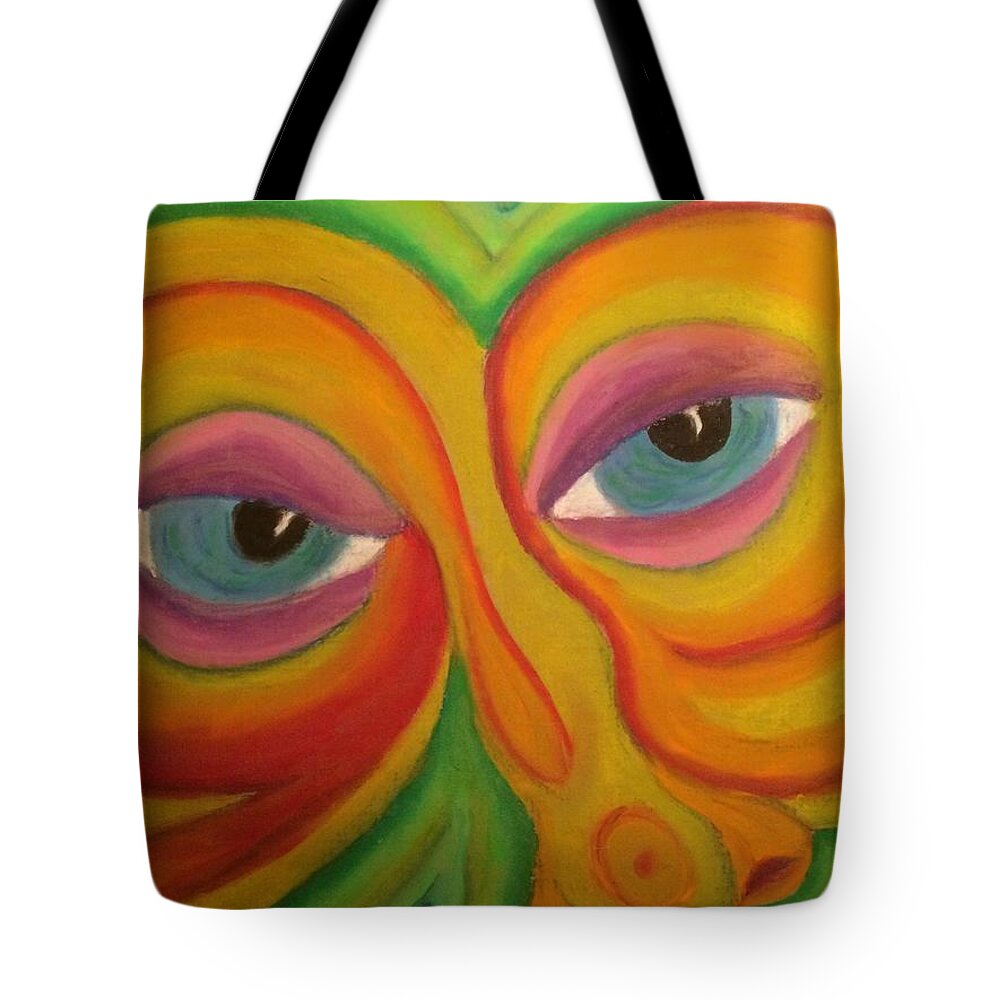 Face Tote Bag featuring the pastel Knowing by Steve Sommers