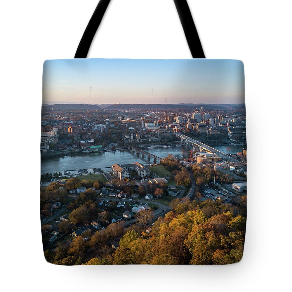 Drone Tote Bag featuring the photograph Knoxville by Tim Fitzwater