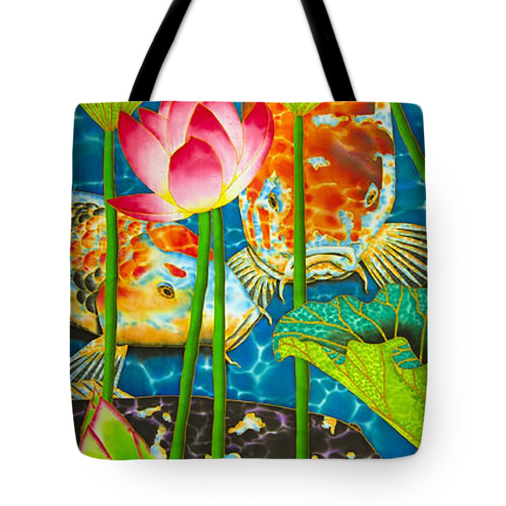 Lotus Pond Tote Bag featuring the painting Koi by Daniel Jean-Baptiste