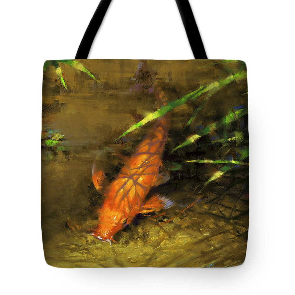 Mark Mille Tote Bag featuring the painting Koi by Mark Mille
