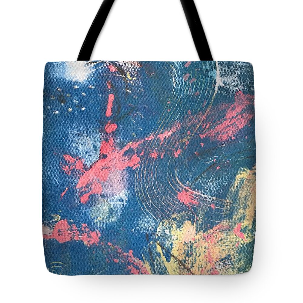 Clay Monoprint Tote Bag featuring the mixed media Koi Pond by Susan Richards