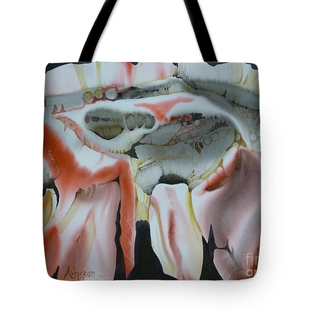 Watercolour Tote Bag featuring the painting Kommodo by Donna Acheson-Juillet
