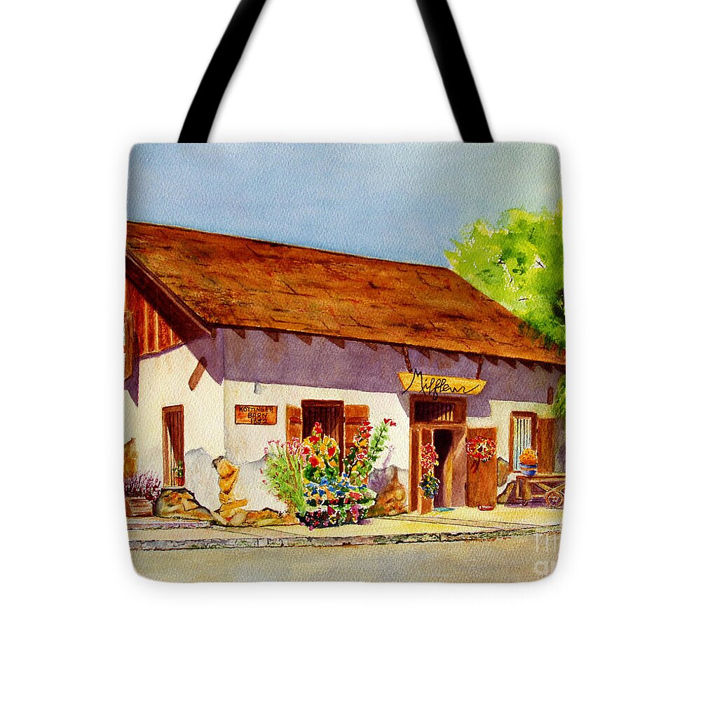 Commissions Tote Bag featuring the painting Kottinger Barn by Karen Fleschler