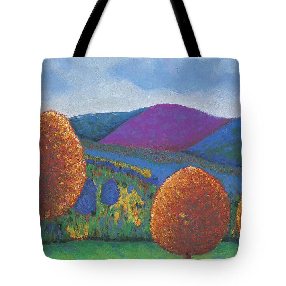 Autumn Tote Bag featuring the pastel Kripalu Autumn by Anne Katzeff