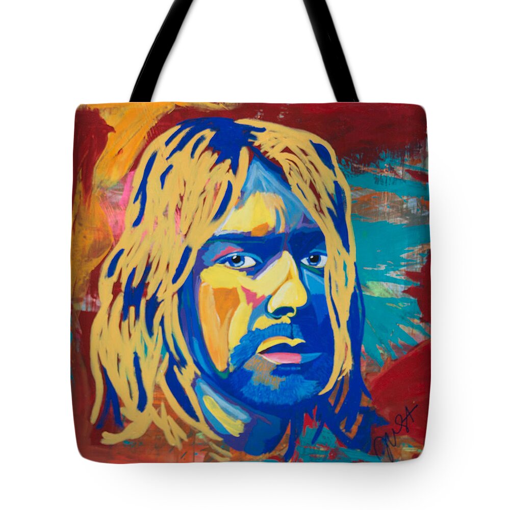 Kurt Cobain Tote Bag featuring the painting Kurt Cobain by Janice Westfall