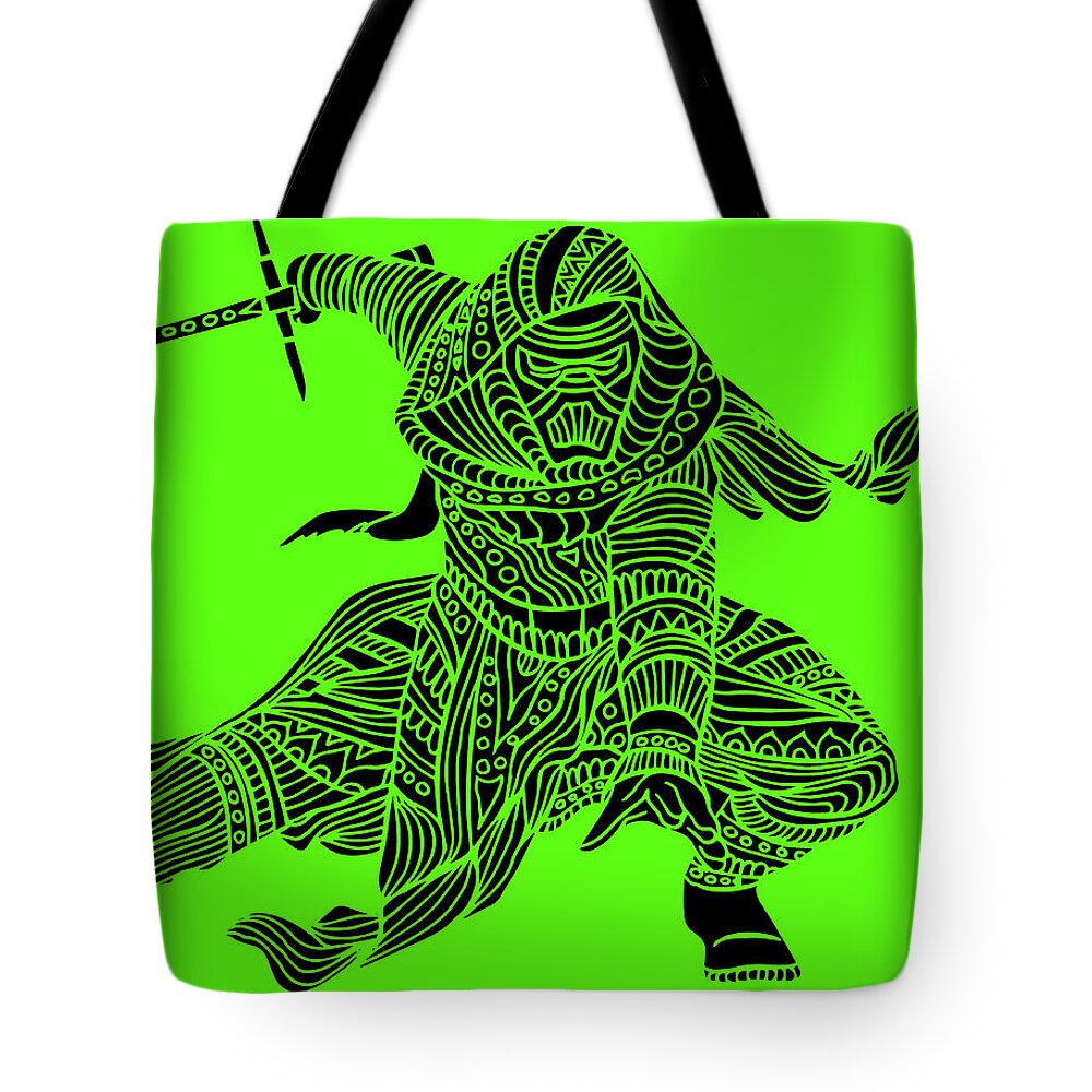 Kylo Ren Tote Bag featuring the mixed media Kylo Ren - Star Wars Art - Green by Studio Grafiikka