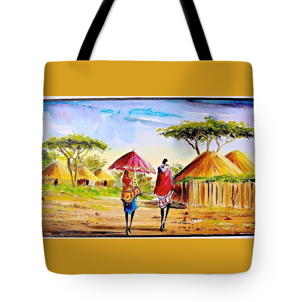 True African Art Tote Bag featuring the painting L 226 by Albert Lizah