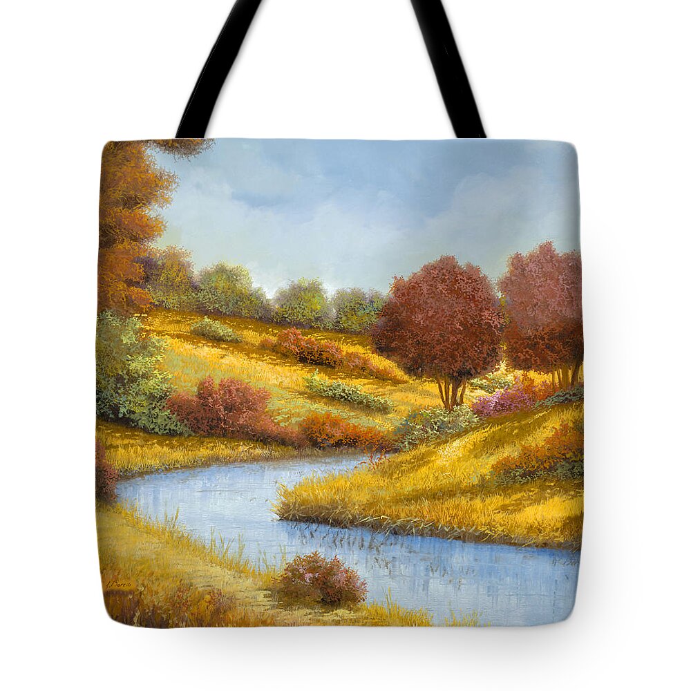 River Tote Bag featuring the painting La Curva Del Fiume by Guido Borelli