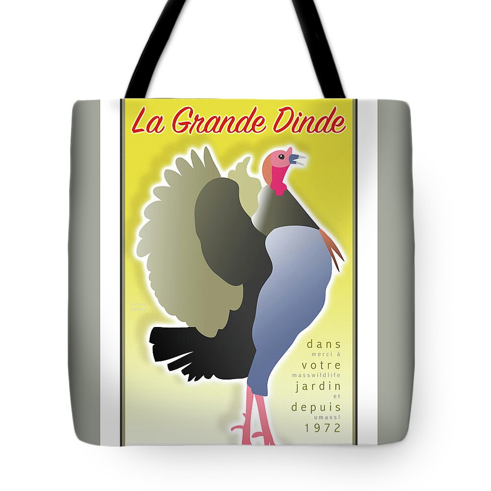 Brookline Turkeys Tote Bag featuring the digital art La Grande Dinde by Caroline Barnes