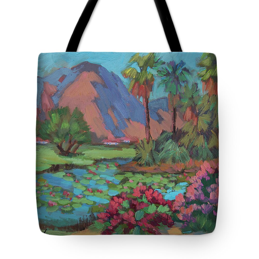 La Quinta Tote Bag featuring the painting La Quinta Estates by Diane McClary