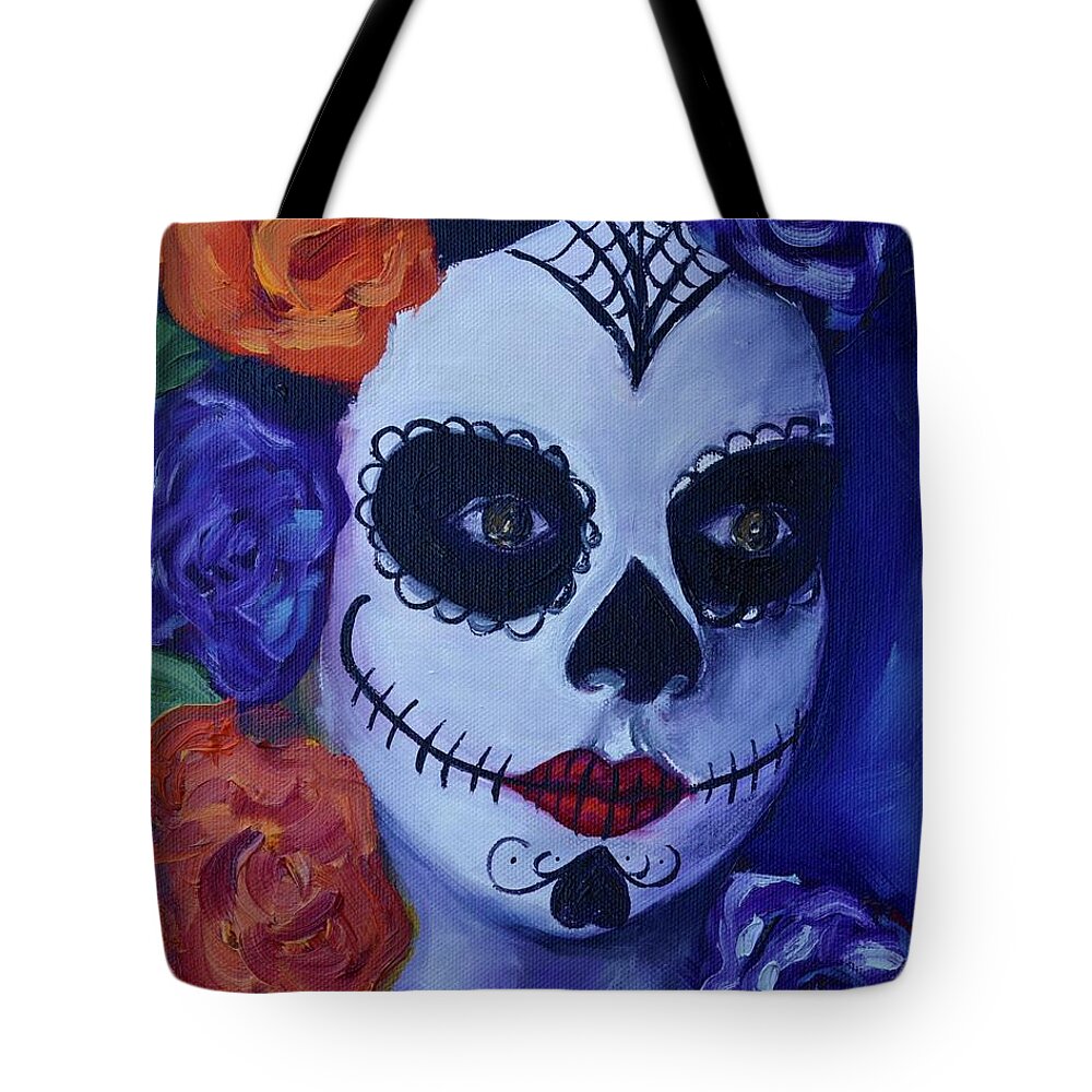 Dia De Los Muertos Tote Bag featuring the painting La Reina by Melissa Torres