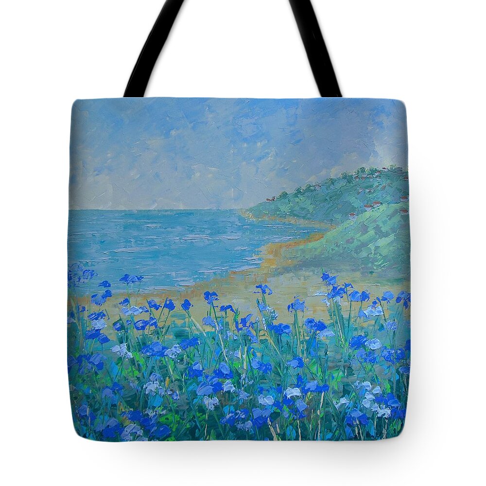 Floral Tote Bag featuring the painting La riviera France by Frederic Payet