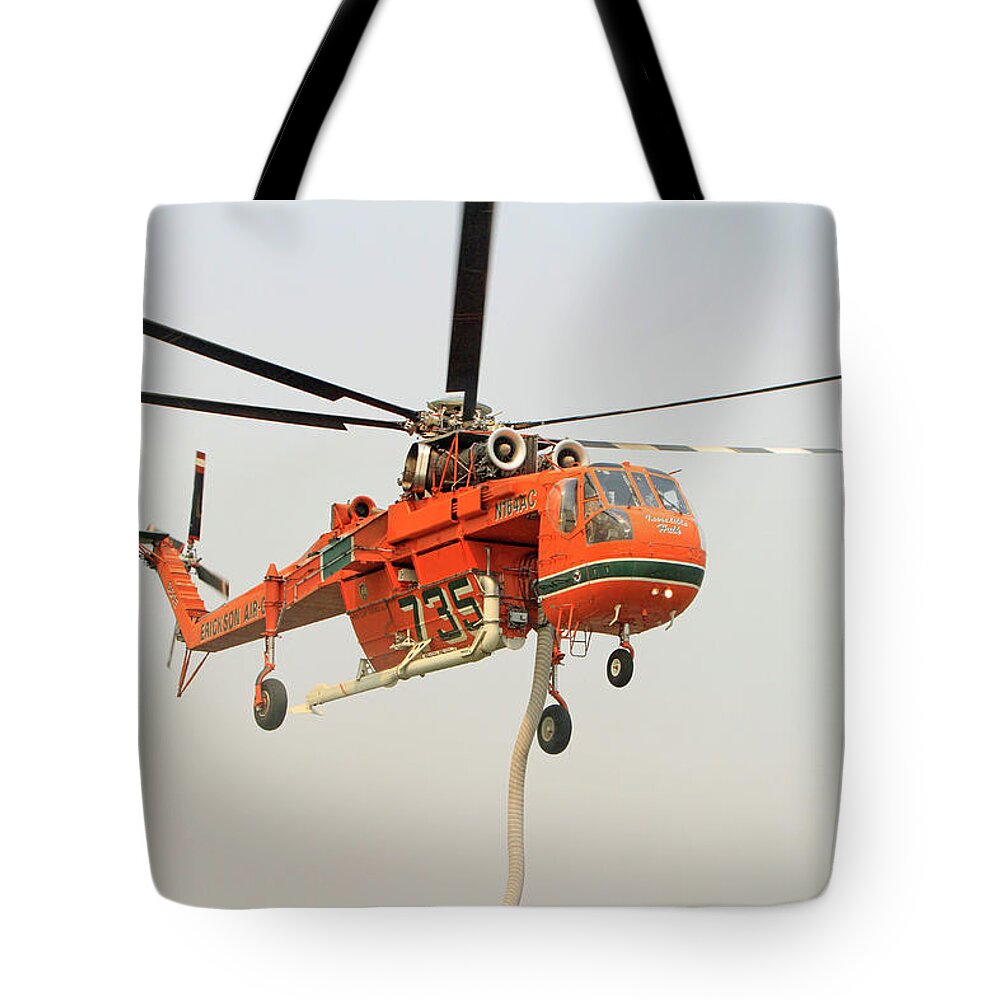 Erickson Sky Crane Tote Bag featuring the photograph La Tuna Fire 38 by Shoal Hollingsworth
