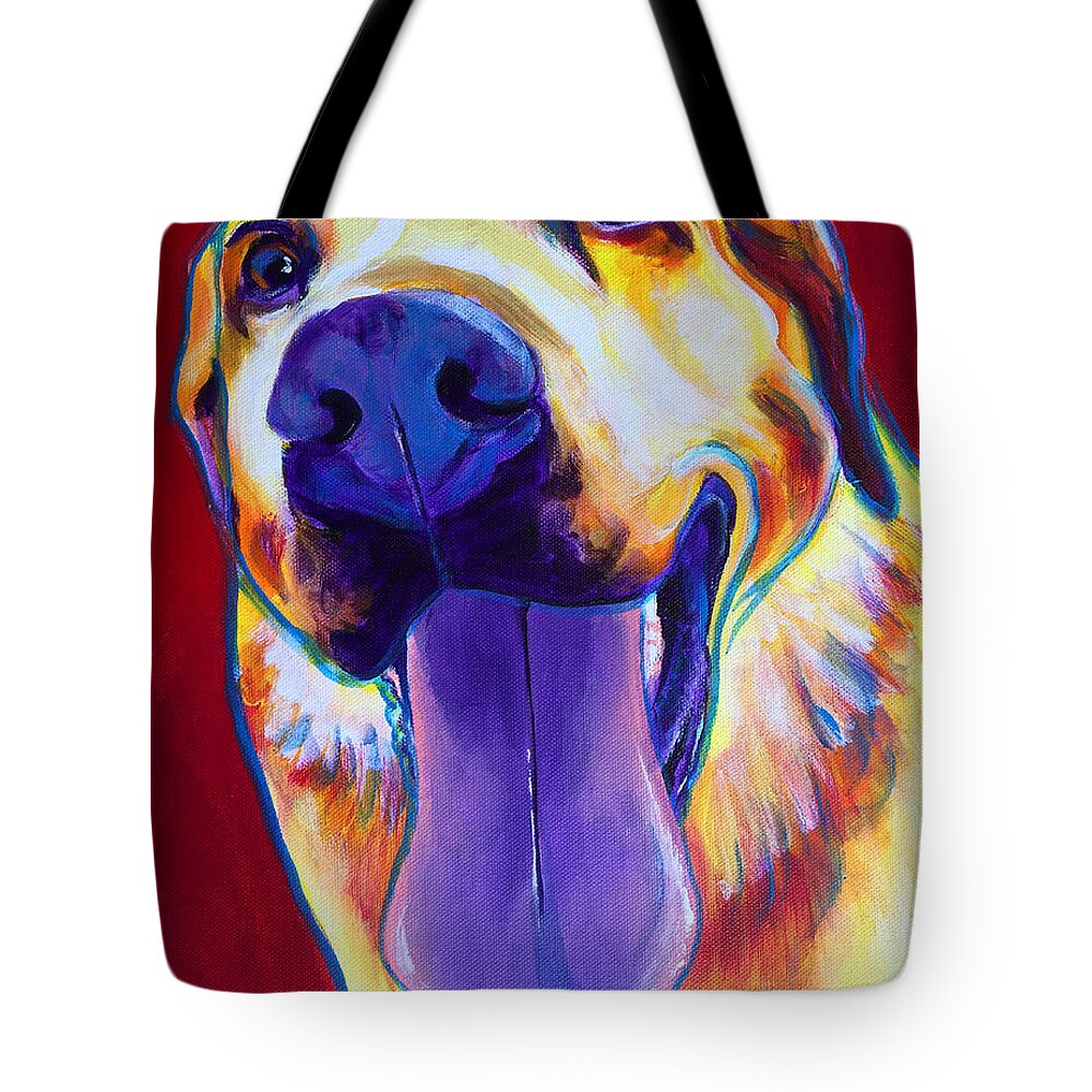 Labrador Tote Bag featuring the painting Lab - Mozart by Dawg Painter