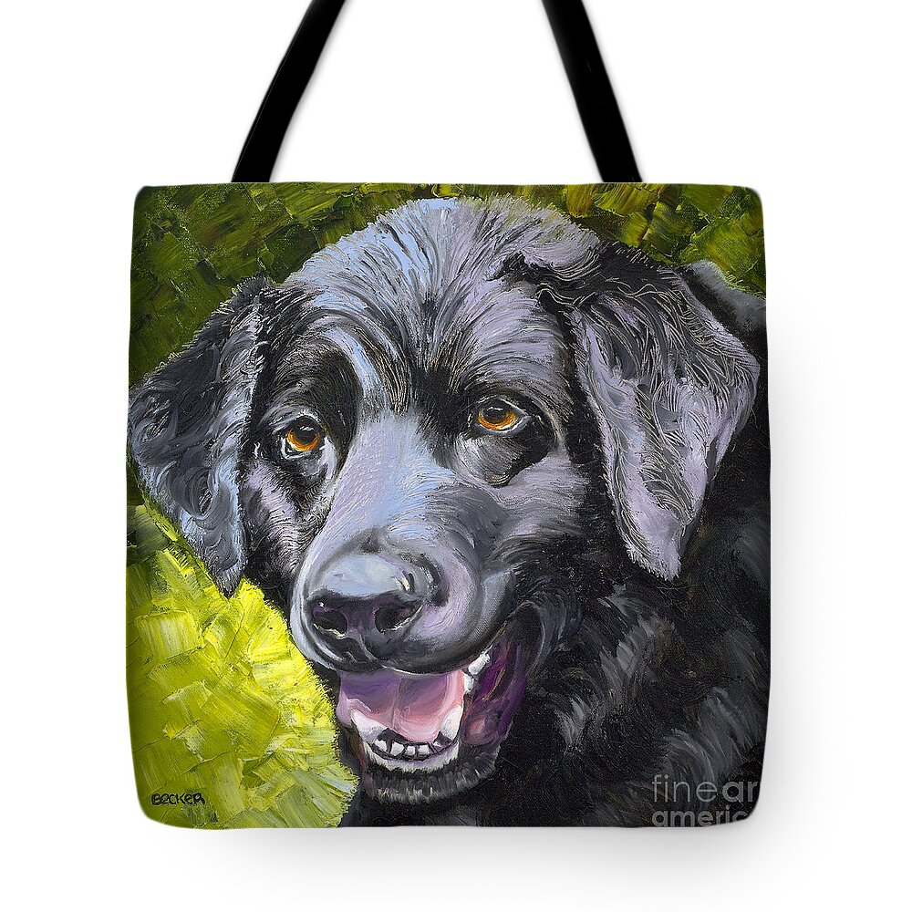 Labrador Retriever Tote Bag featuring the painting Lab Out of the Pond by Susan A Becker