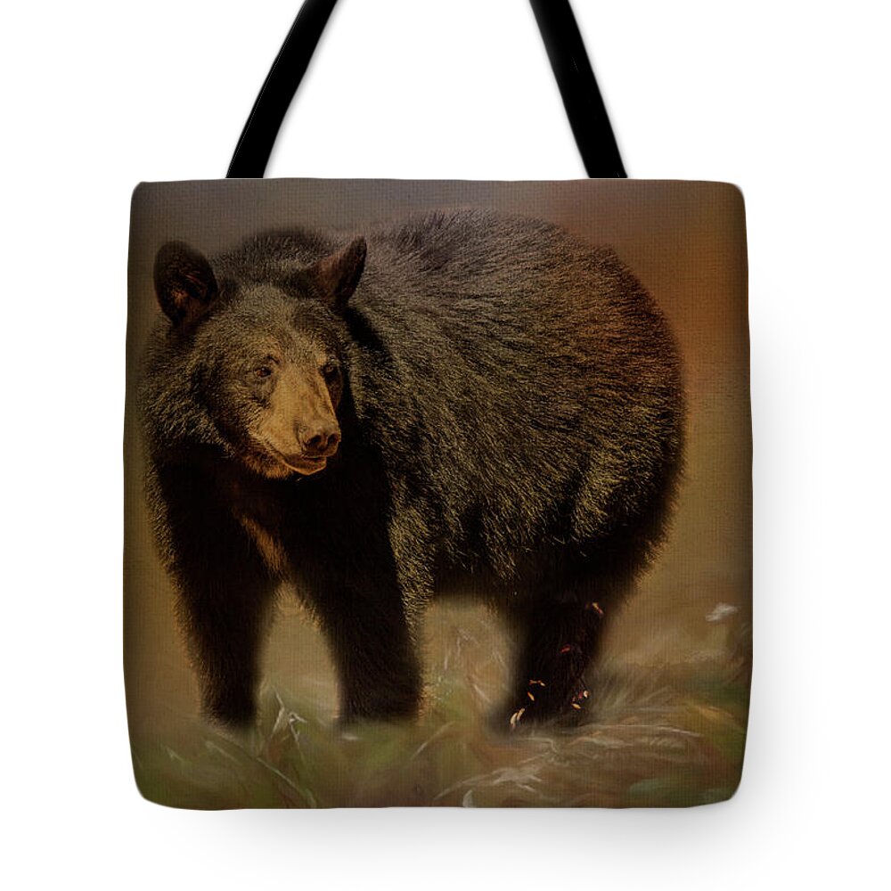 Tl Wilson Photography Tote Bag featuring the photograph Black Bear in the Fall by Teresa Wilson