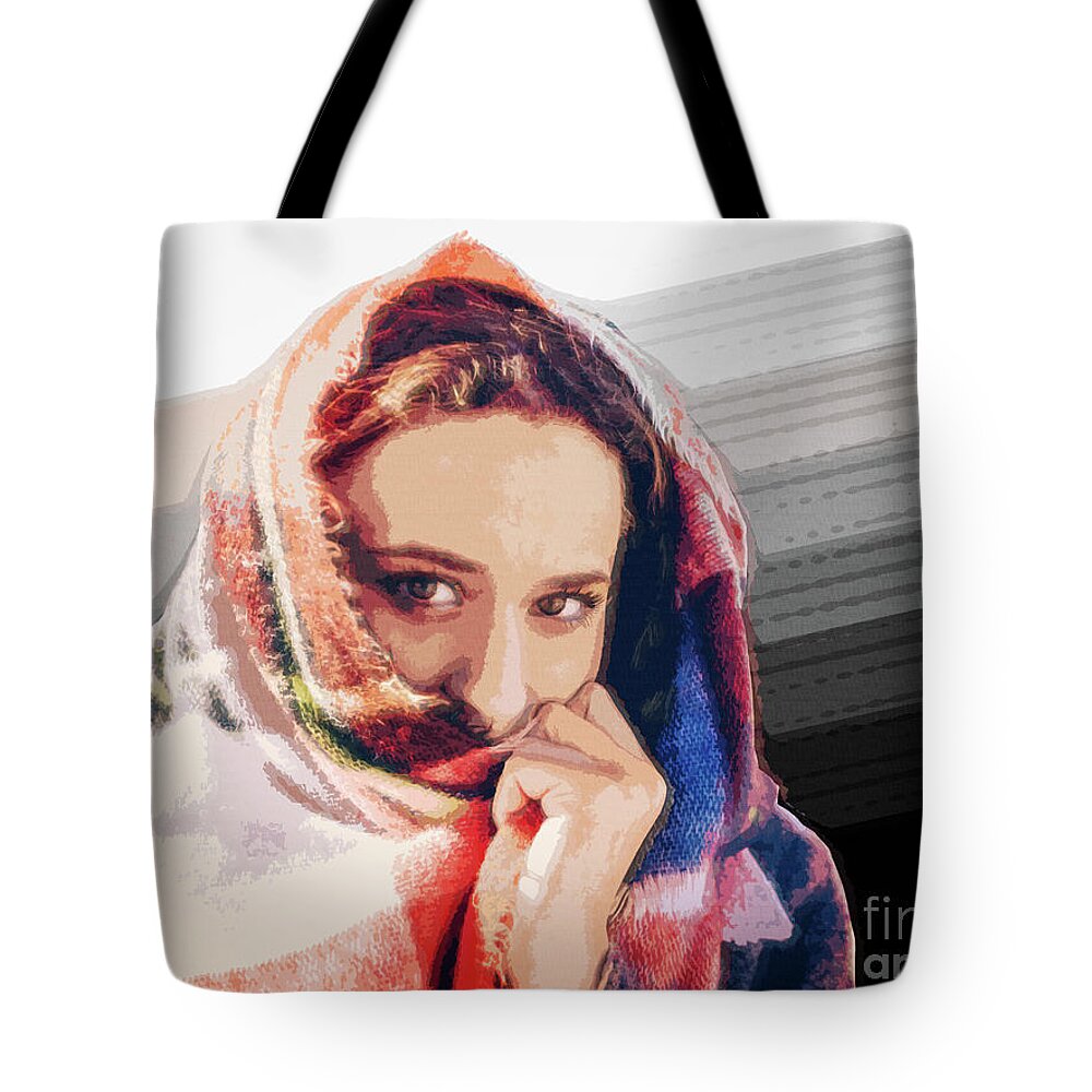 Graphic Design Tote Bag featuring the digital art Lady And The Sun by Phil Perkins