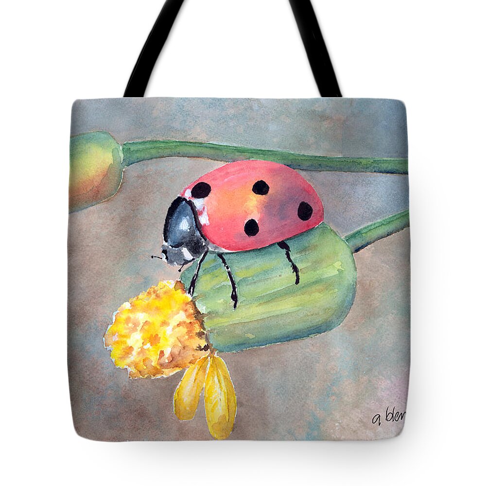 Ladybug Tote Bag featuring the painting Lady Bug - Lady Bug... by Arline Wagner