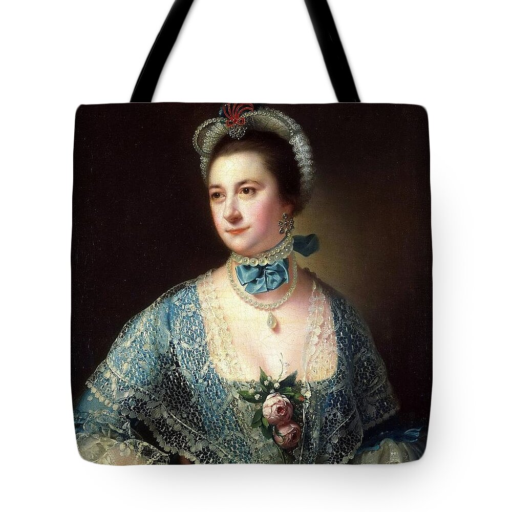 C.1760 Lady In Blue Tote Bag featuring the painting Lady In Blue by MotionAge Designs