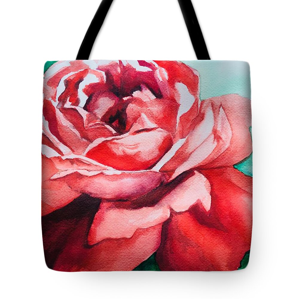 Rose Tote Bag featuring the painting Lady in Red by Sonia Mocnik