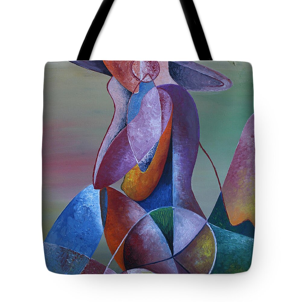 Ladymeg Tote Bag featuring the painting LadyMeg by Obi-Tabot Tabe