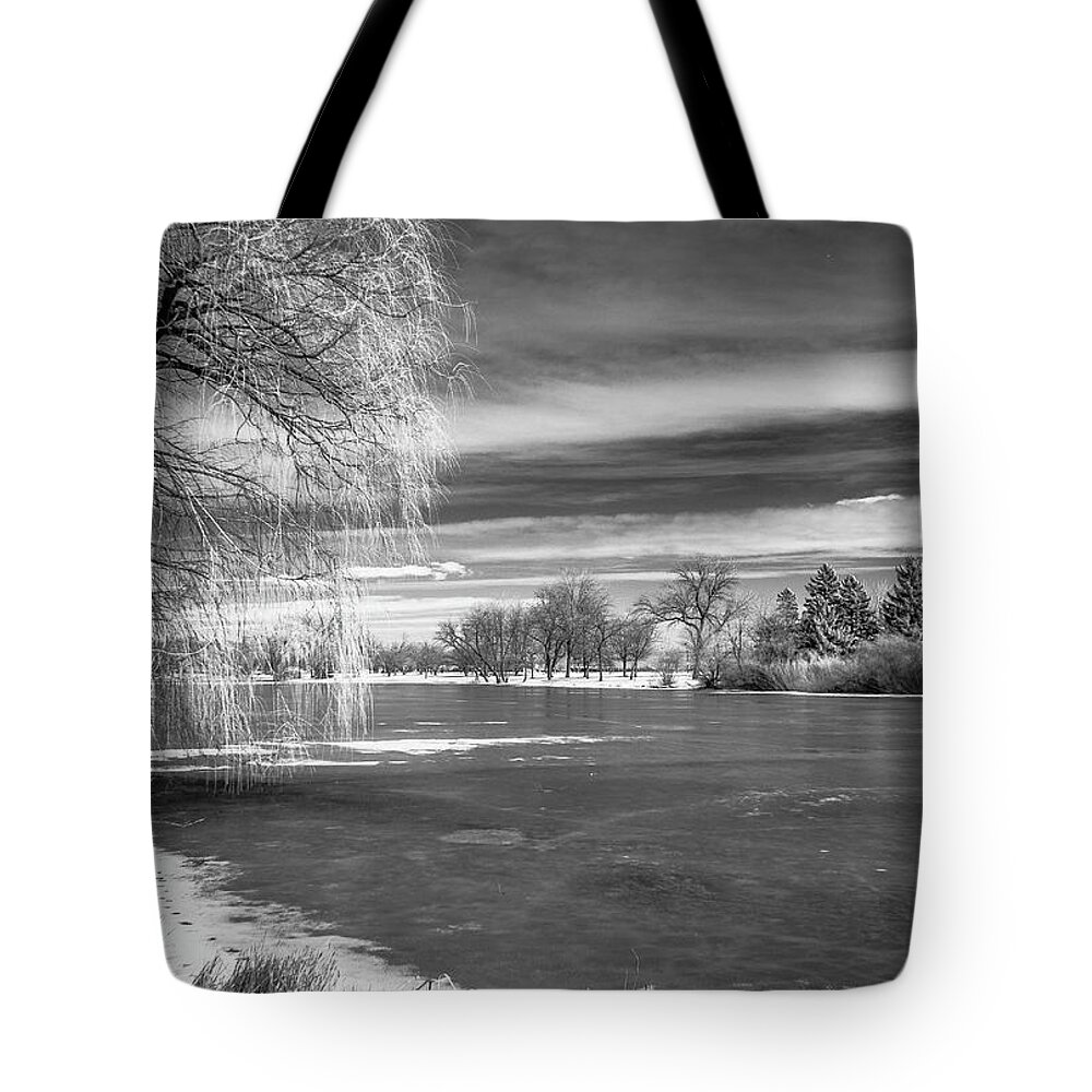 Monochrome Tote Bag featuring the photograph Lagoon #3 by John Roach