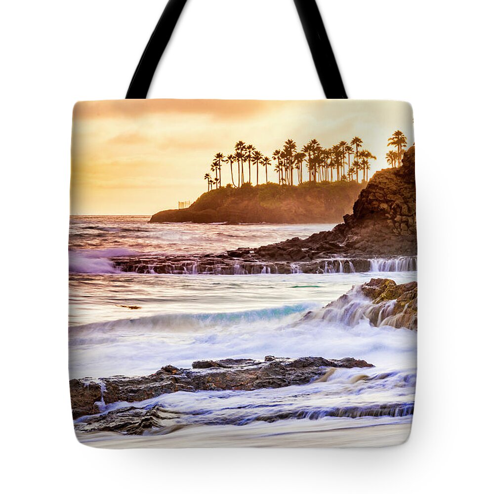 California Beaches Tote Bag featuring the photograph Laguna Beach at Sunset by Donald Pash